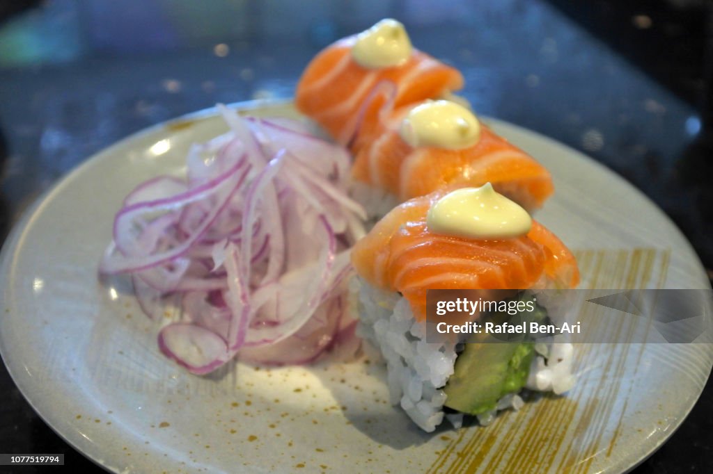 Fresh Salmon Sushi and Avocado