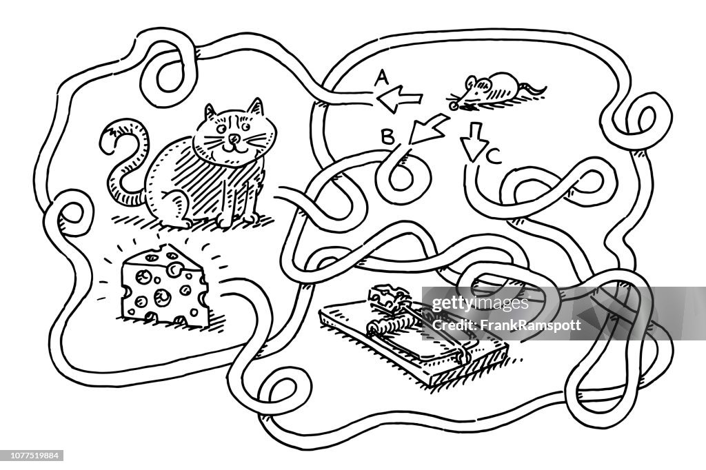 Puzzel voor kinderen muis kaas tekening vinden