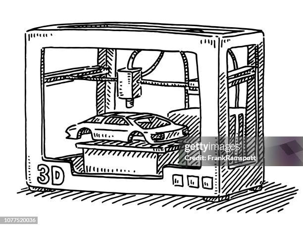 3 d プリンター車模型図面 - 3d printing点のイラスト素材／クリップアート素材／マンガ素材／アイコン素材