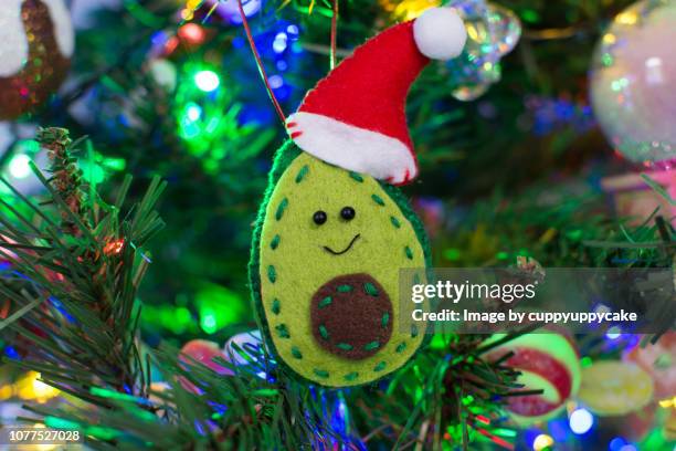 felt avocado christmas ornament - christmas craft stock pictures, royalty-free photos & images