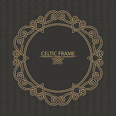 The Celtic golden frame executed in linear style