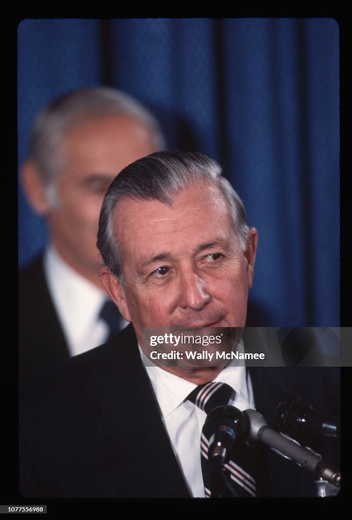 Donald Reegan Secretary of the Treasury Donald Regan speaks at a White House press ...