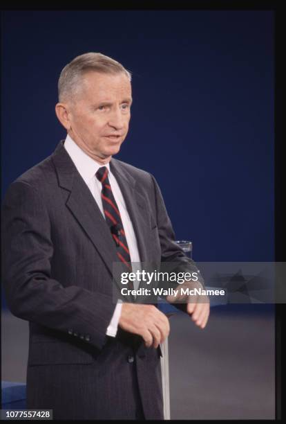 Presidential candidate Ross Perot speaks during the 1992 Presidential Debates.