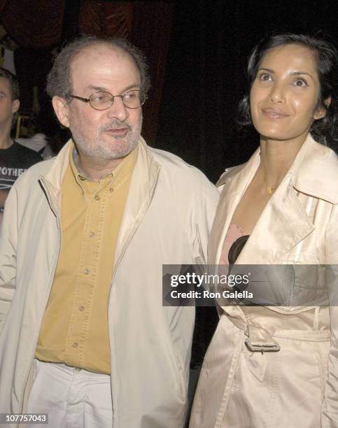 Salman Rushdie and Padma Lakshmi during "Fahrenheit 9/11" New York Screening - Departures at Ziegfeld Theater in New York City, New York, United...