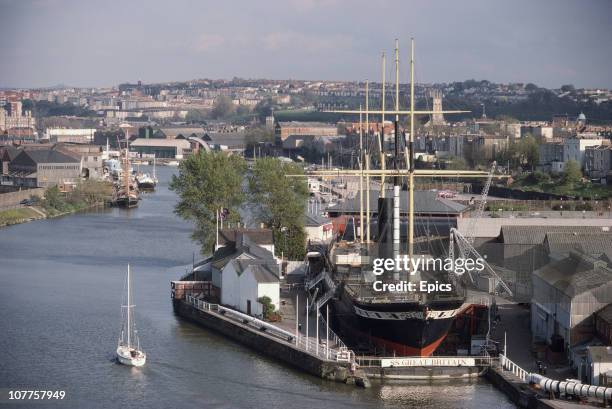 General view of the SS Great Britain a passenger steamship designed by Isambard Kingdom Brunel in dry dock in Bristol, England April 1985.