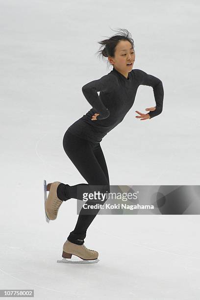 Mao Asada performs in the official training of the Japan Figure Skating Championships 2010 at Big Hat on December 23, 2010 in Nagano, Japan.
