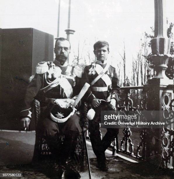 Tsar Nicholas II of Russia with his son, Alexei the Tsarevich. Alexei Nikolaevich the Tsarevich of the Russian Empire. He was the youngest child and...
