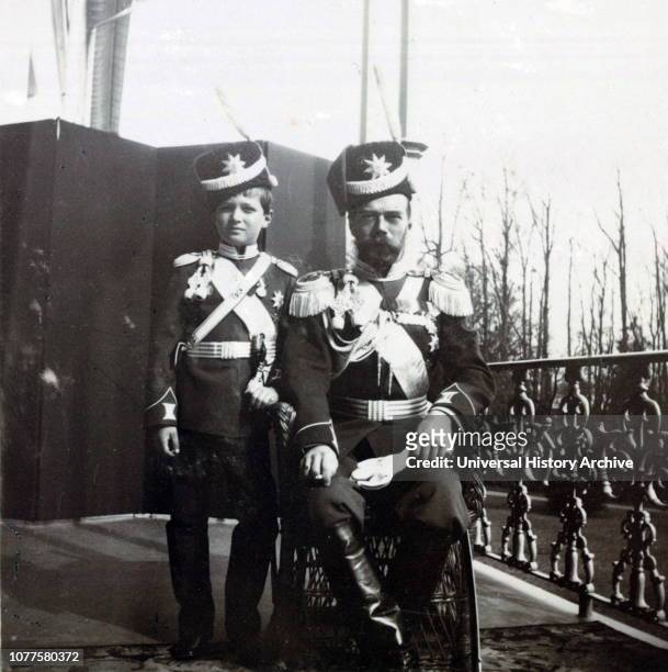 Tsar Nicholas II of Russia with his son, Alexei the Tsarevich. Alexei Nikolaevich the Tsarevich of the Russian Empire. He was the youngest child and...