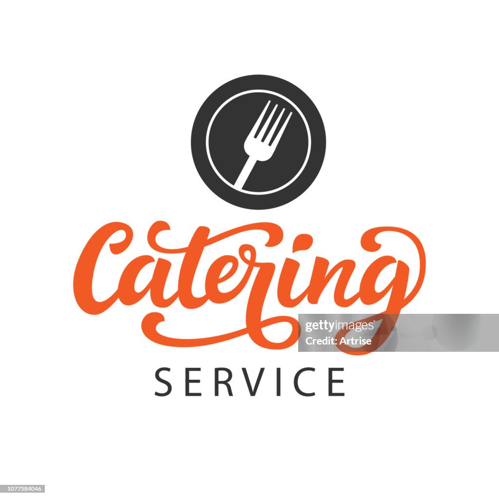 catering vector logo badge. cater service sign,... Catering Vector Badge With Hand Written Modern Calligraphy High-Res ...