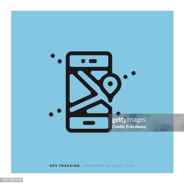gps tracking rounded line icon - work placement stock illustrations