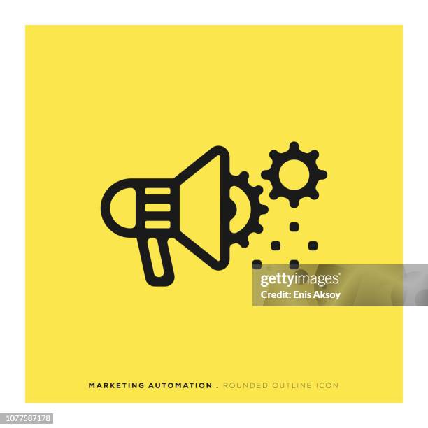 marketing automation rounded line icon - marketing automation stock illustrations
