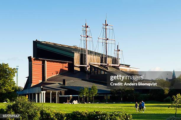 vasa museum exterior in stockholm, sweden - vasa museum stock pictures, royalty-free photos & images