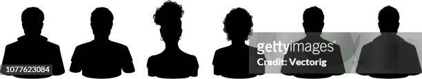 personen profil silhouetten - kontur stock-grafiken, -clipart, -cartoons und -symbole
