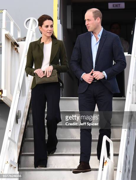 Catherine, Duchess of Cambridge and Prince William, Duke of Cambridge arrive at RAF Akrotiri to meet with serving personnel, families living on the...