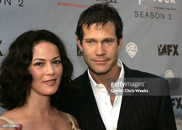 Joanna Going and Dylan Walsh during "Nip/Tuck Season 2" Premiere - Red Carpet at Paramount Theatre in Los Angeles, California, United States.
