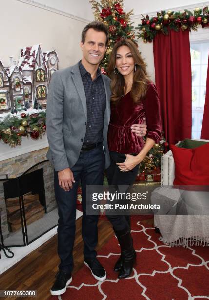 Actor Cameron Mathison and his Wife Vanessa Arevalo on the set of Hallmark's "Home & Family" at Universal Studios Hollywood on December 04, 2018 in...