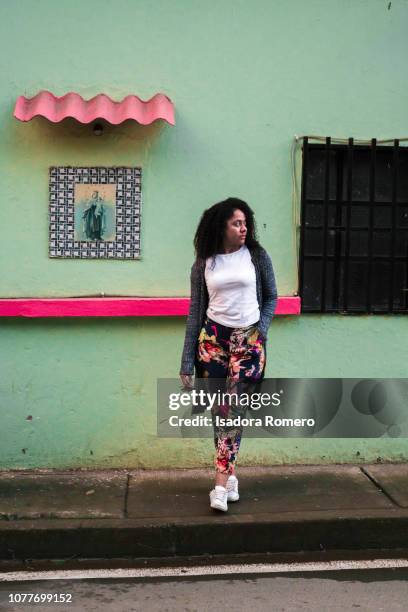 woman posing in collorfull walls - cali colombia stock pictures, royalty-free photos & images