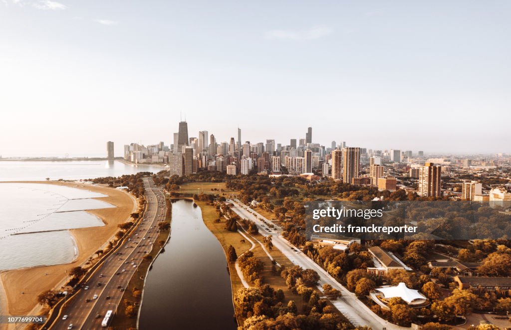 Autumn skyline of chicago