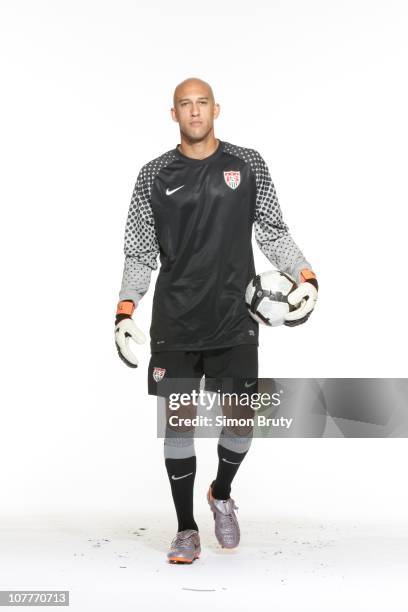 World Cup Preview: Portrait of US Men's National Team goalie Tim Howard during training camp photo shoot at Roberts Stadium on Princeton University...