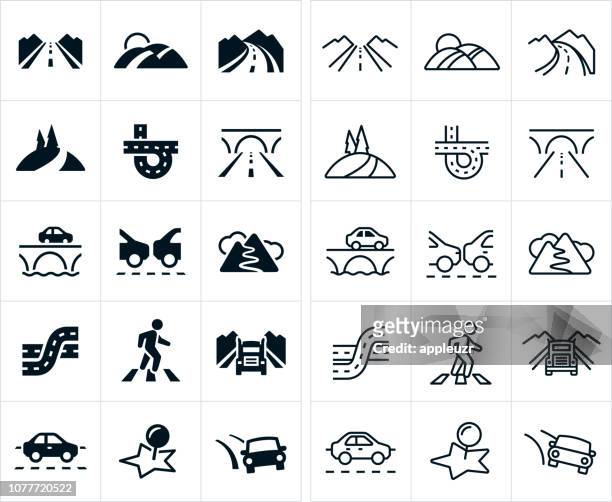 roads icons - country road stock illustrations