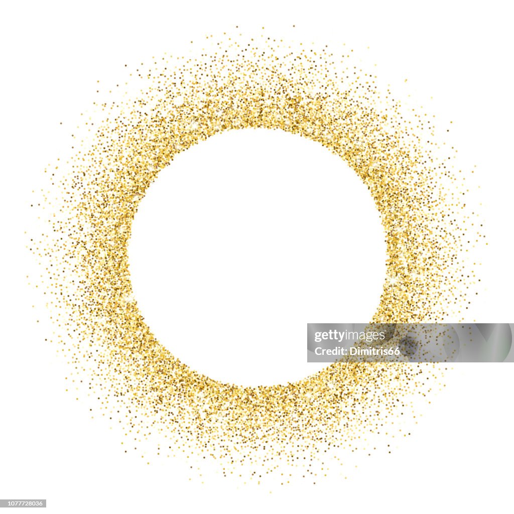 Cornice circolare glitter vettoriale oro