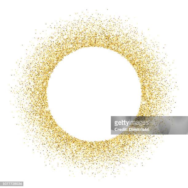 gold vector glitter circle frame - glitter stock illustrations