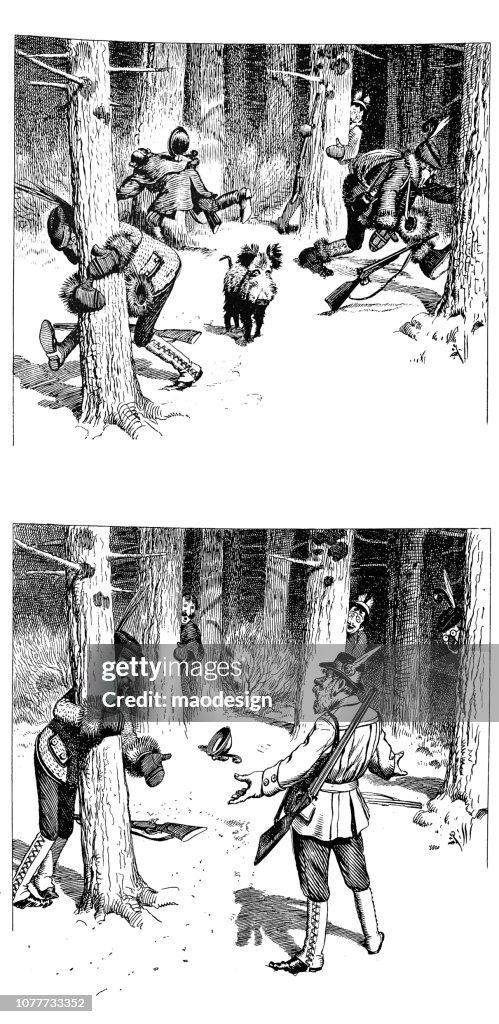 Grappig verhaal over wilde zwijnen en jagers in het bos - 1896
