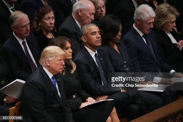 President Donald Trump and first lady Melania Trump, former President Barack Obama, Michelle Obama, former President Bill Clinton, Hillary Clinton,...