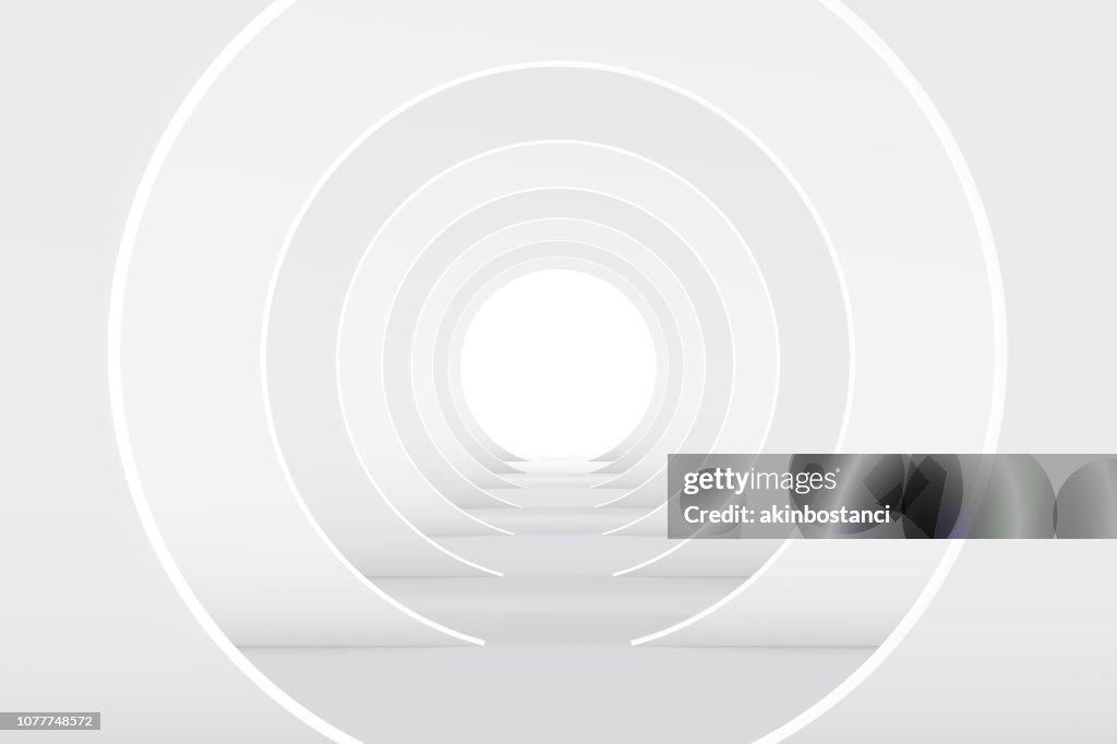 3D weißen leeren Raum, inneren Tunnels