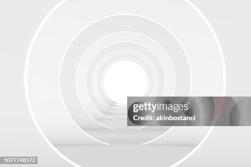 3D White Empty Room, Tunnel Interior 3D White Empty Room, Tunnel Interior