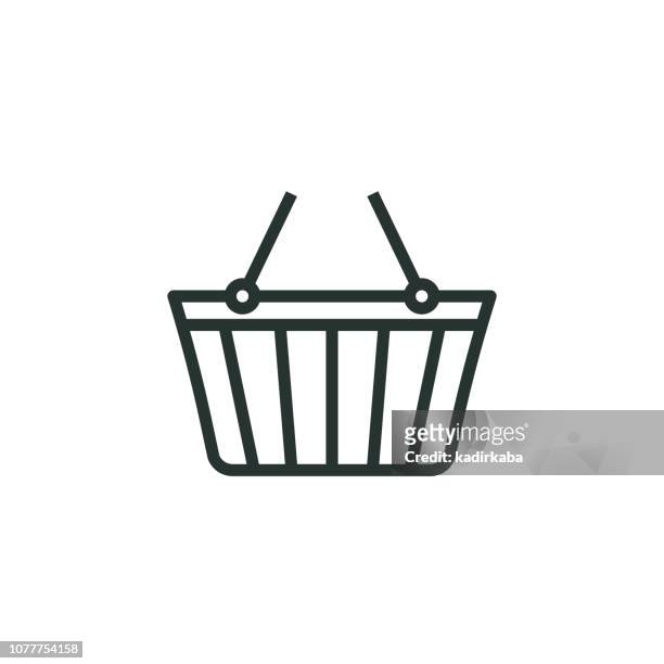 basket line icon - hamper stock illustrations
