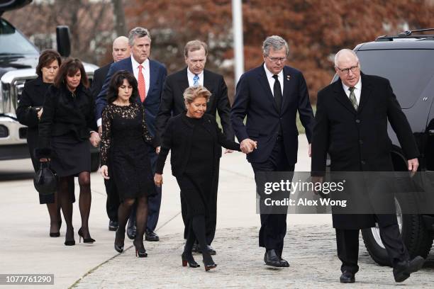 Jeb Bush, Neil Bush, Marvin Bush and Dorothy Bush Koch arrive with their spouses to the state funeral of their father and former US President George...