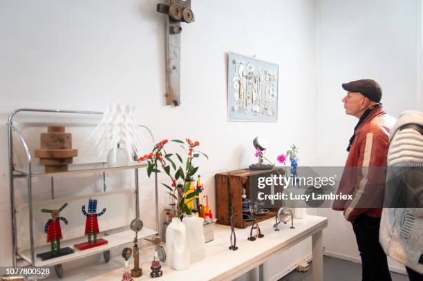 creative pop up store selling upcycled goods from several local artists - pop up store stock pictures, royalty-free photos & images