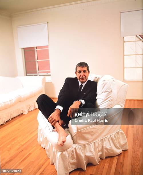 Leonard Cohen photographed in his almost bare apartment , before he left to be a Tibetan Buddhist Monk, in some pictures he is with his then 16 year...