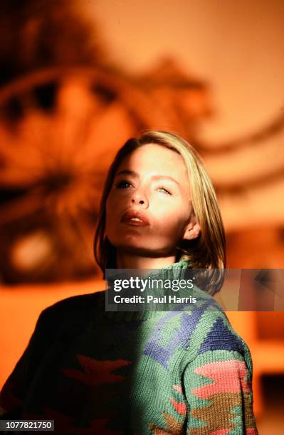 Patsy Kensit attended the Sundance Film Festival and was photographed January 17, 1991 in a Squaw Valley Hotel, Park City, Utah