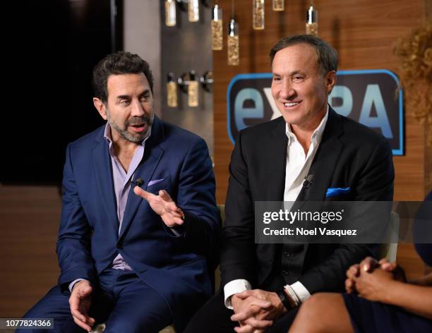 Paul Nassif and Terry Dubrow from "Botched" visit "Extra" at Universal Studios Hollywood on December 05, 2018 in Universal City, California.