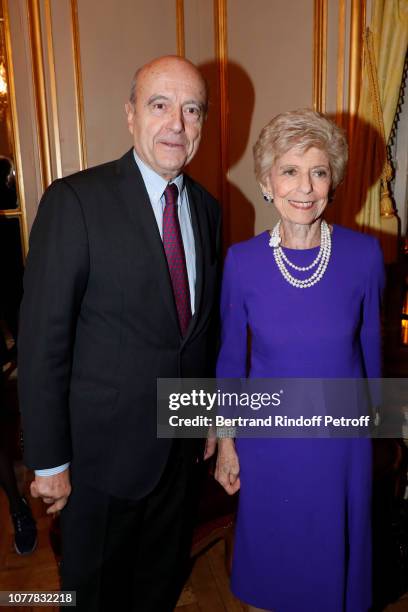 Alain Juppe and Helene Carrere d'Encausse attend "Le Cercle des Lettres - The Circle of Letters" at Cercle de l'Union Interallie on December 05, 2018...