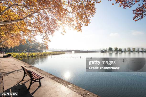 broken bridge on the west lake autumn,hangzhou,china - west lake hangzhou stock pictures, royalty-free photos & images