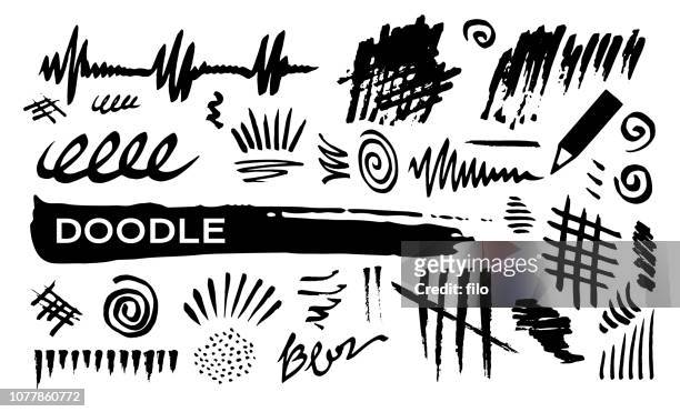 illustrazioni stock, clip art, cartoni animati e icone di tendenza di linee astratte doodle - pennarello