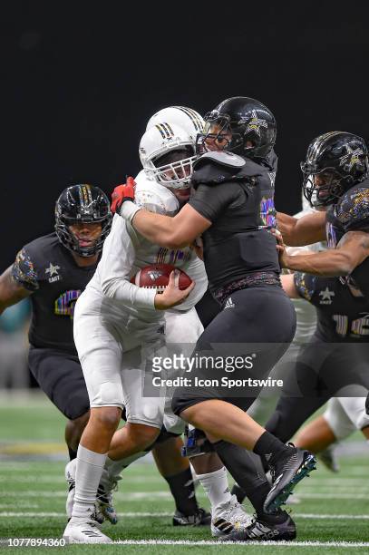 Defensive lineman Antonio Alfano gets a sack during the All-American Bowl on January 05, 2019 at the Alamodome in San Antonio, Texas.