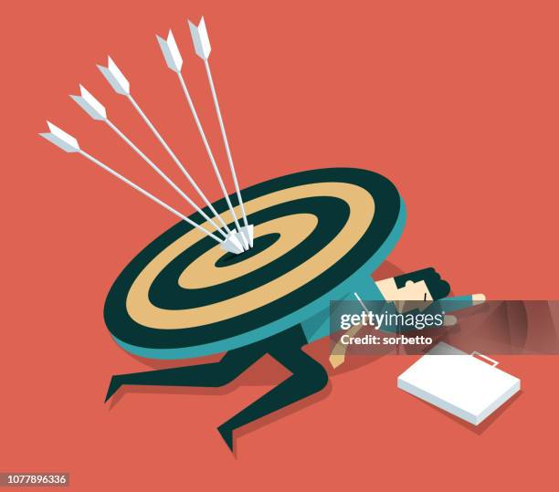 man with target - paranoid man stock illustrations