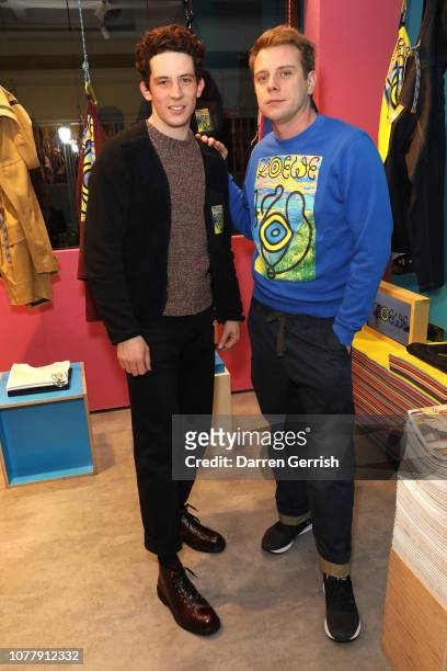Josh O'Connor and Jonathan Anderson attend the Eye/LOEWE/Nature launch At exclusive pop-up on Brewer Street on January 5, 2019 in London, England.