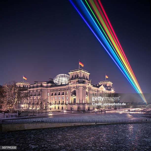 laser show - berlin reichstag stock pictures, royalty-free photos & images
