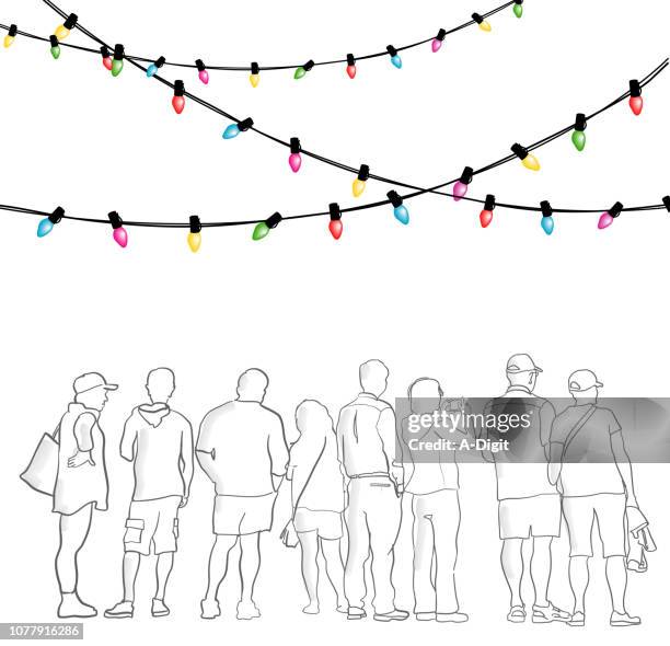 christmas holidays group - christmas lights stock illustrations