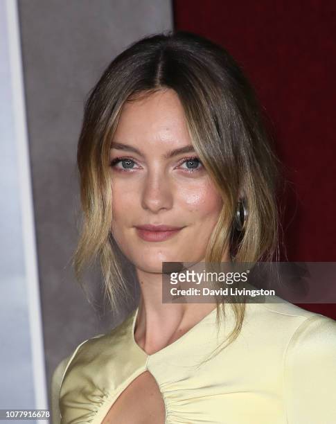 Leila George attends the premiere of Universal Pictures' "Mortal Engines" at the Regency Village Theatre on December 05, 2018 in Westwood, California.