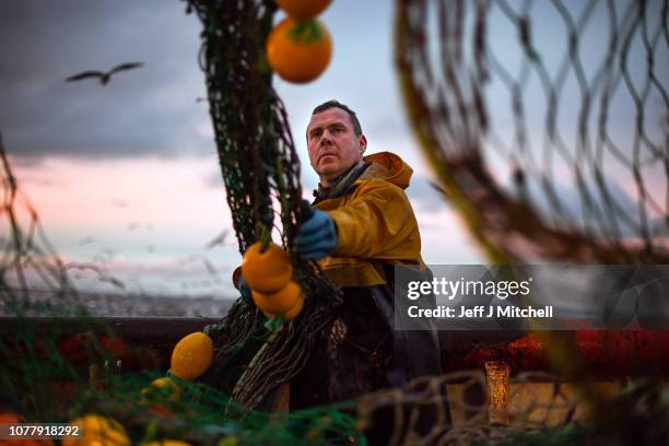 Crew members of the Radiant Star fishing in the North Sea on December 5, 2018 in Shetland, Scotland. The UK fishing industry has been a vocal...