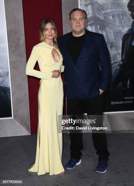 Leila George and father Vincent D'Onofrio attend the premiere of Universal Pictures' "Mortal Engines" at the Regency Village Theatre on December 05,...