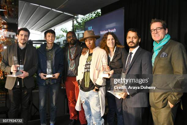 Alex Moratto, Bing Liu, Brian Tyree Henry, Lena Waithe, Anne Rosellini, Shrihari Sathe and President of Film Independent, Josh Welsh attend the 2019...