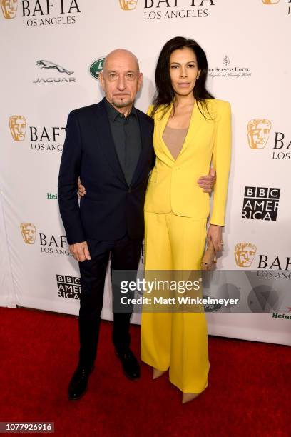 Ben Kingsley and Daniela Lavender attend The BAFTA Los Angeles Tea Party at Four Seasons Hotel Los Angeles at Beverly Hills on January 5, 2019 in Los...