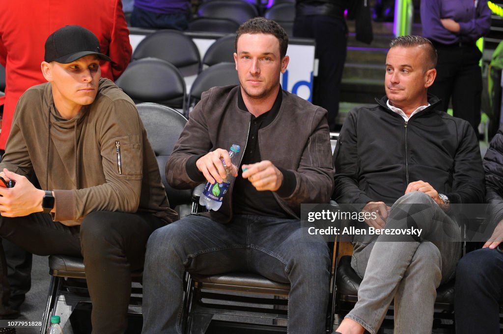 Celebrities At The Los Angeles Lakers Game